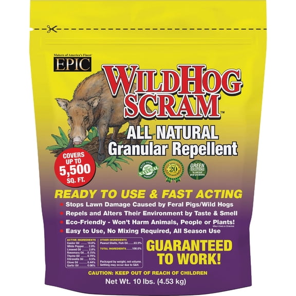 DeerScram Epic 02118 Wild Hog Repellent Granular Bucket - 10-Lbs — Residential Use, Standard Application