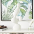thumbnail image 2 of 7" x 18" White Polystone Curved Shaped Abstract Sculpture with Speckled Texturing, by DecMode, 2 of 9