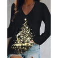 thumbnail image 2 of Camiseta con estampado navideño para mujer, ropa informal holgada con cuello en V, manga larga, 3D, regalos de Navidad, 5XL, otoño e invierno, 2022, 2 of 4