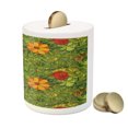 thumbnail image 3 of Floral Piggy Bank, Funky Flower Foliage Bush with Fractal Retro Jungle Art Design, Ceramic Coin Bank Money Box for Cash Saving, 3.6" X 3.2", Olive Green Vermilion, by Ambesonne, 3 of 4