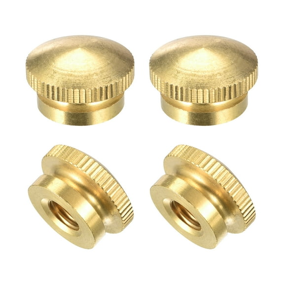 Brass Knurled Thumb Nuts, M8x1.25mm Round Stepped Knobs Fasteners 4Pack