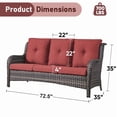 thumbnail image 7 of Unnifurnzi Outdoor Couch-All Weather PE Wicker Patio Sofa Outdoor Sofa Deep Seating for Porch Deck Backyard-Gray/Red, 7 of 7