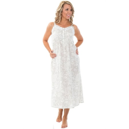 

Alexander Del Rossa Womens Victorian Nightgown Beige Cream Filigree Small