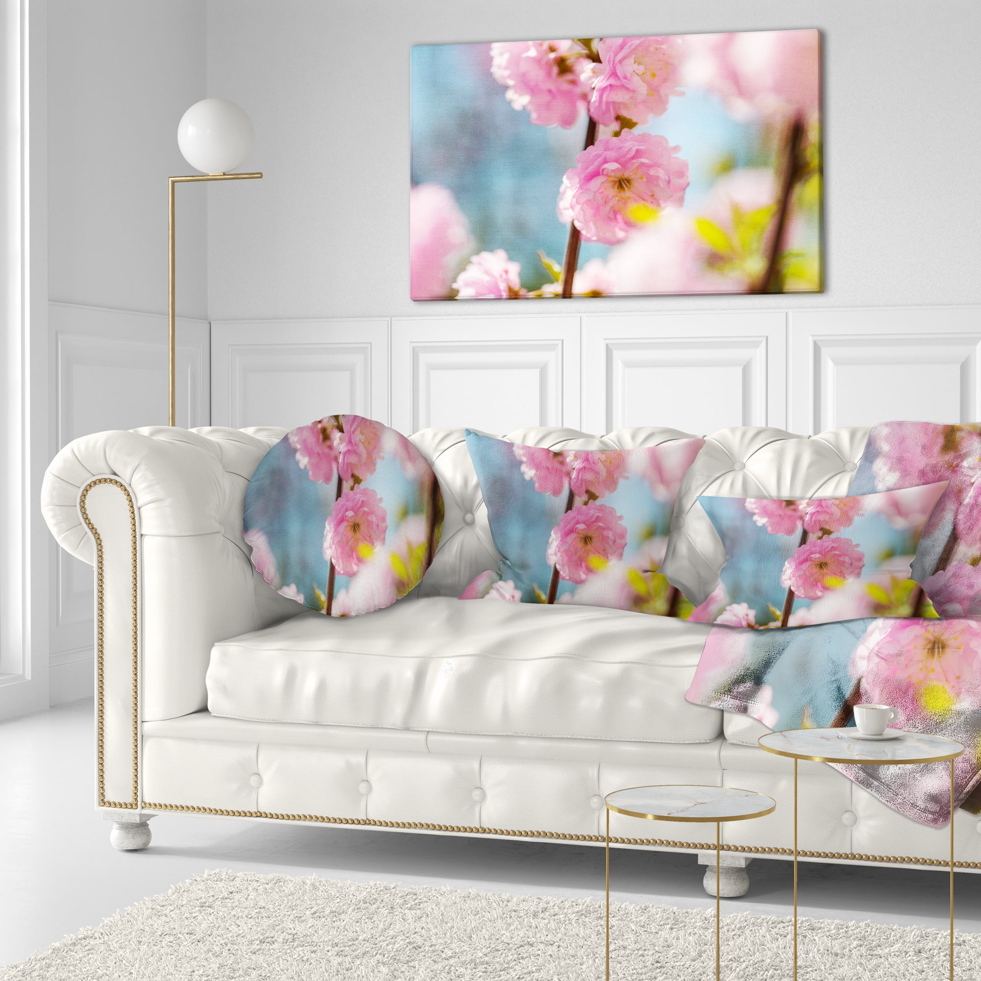Designart 12" x 20" Pink Polyester Throw Pillow