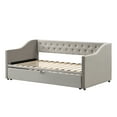thumbnail image 5 of Harper & Bright Designs Upholstered Daybed with Pop Up Trundle, Twin to King Size Velvet Upholstery Daybed Sofa Bed with Armrests for Bedroom Guest Room, Gray, 5 of 15