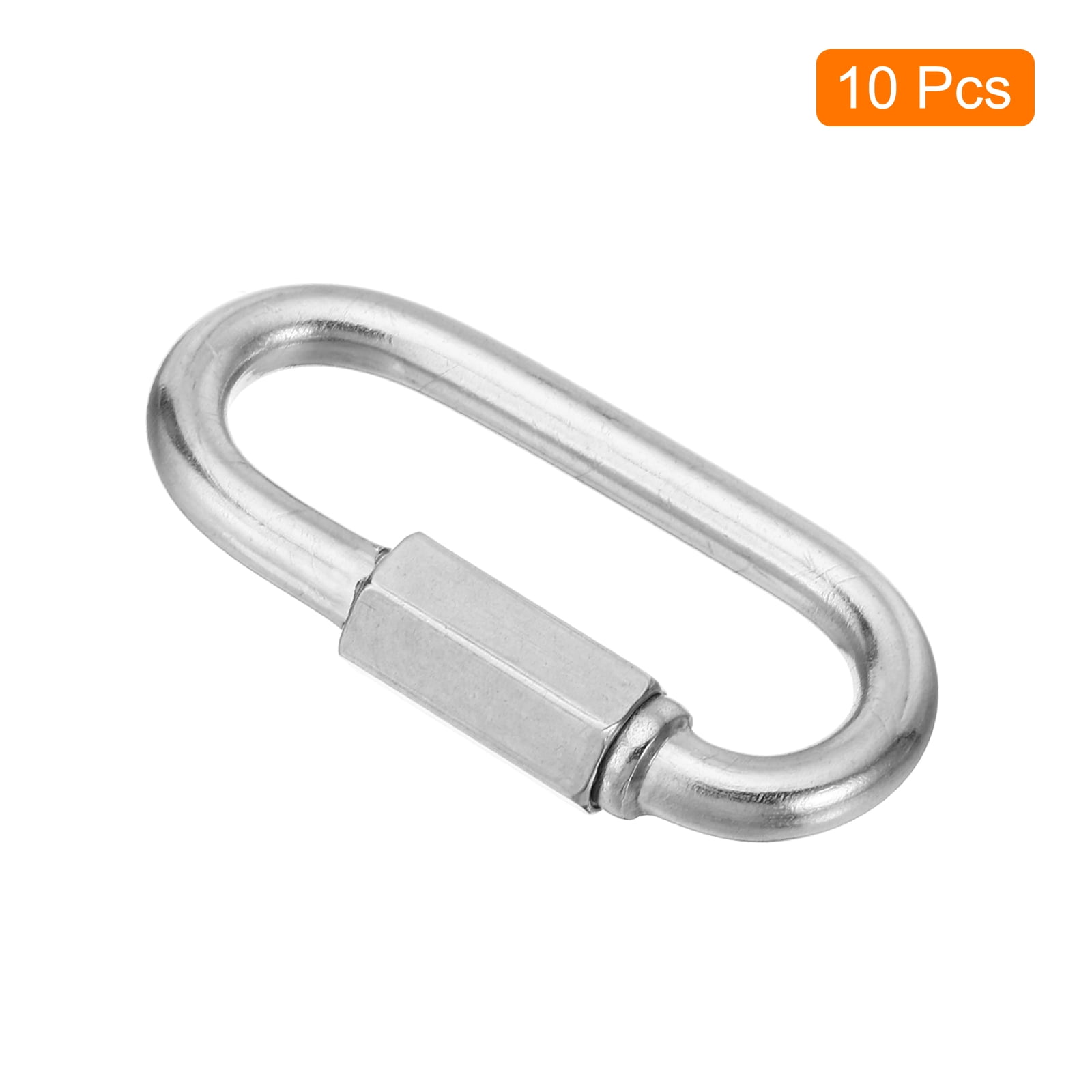 Uxcell 6mm 304 Stainless Steel Chain Quick Links Screw Locking Chain Connector Oval D Ring Hook Clips 882 Lbs 10 Pack