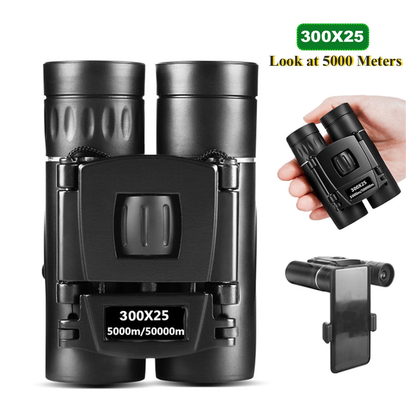 300x25 Binoculars for Adults High Power with Universal Phone Adapter,Compact Waterproof Binoculars with Low Light Vision for Bird Watching, Hunting, Travel, Cruise Ship, Opera