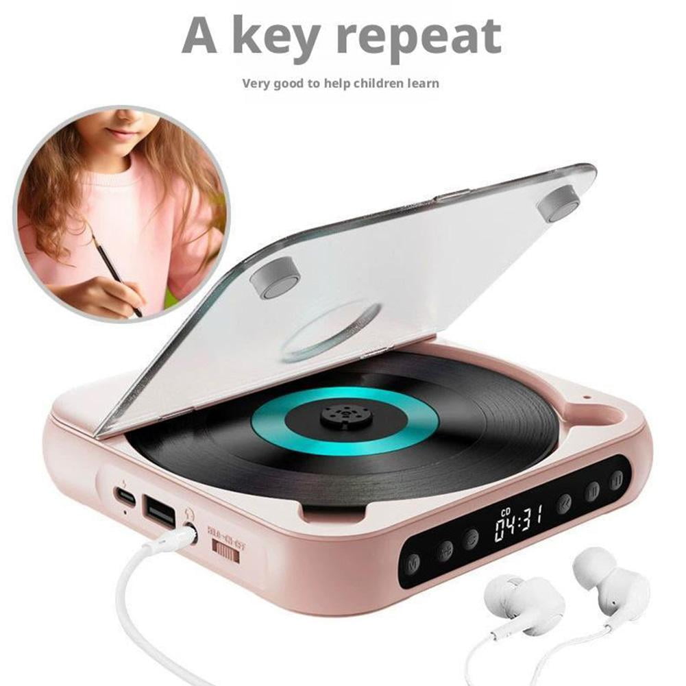 Mini CD Walkman,Portable Bluetooth CD Player Rechargeable HiFi Sound with AUX/USB, LCD Display for Music Lovers