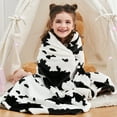 thumbnail image 2 of Teler Black Plush Cow Print Fleece Throw, 50" x 60", 2 of 7