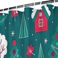 thumbnail image 3 of Dark Teal Christmas Village Pattern Shower Curtain 84"x72" ,Bathroom Decorative Shower Curtains Set with 12 Hooks,Modern Waterproof Washable Shower Curtain, 3 of 6