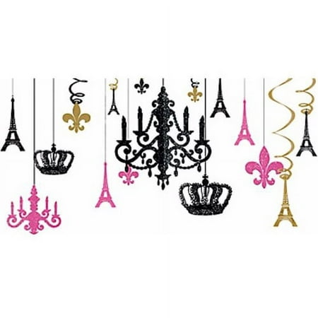 Day in Paris Eiffel Tower French Birthday Party Glitter Chandelier Decoration