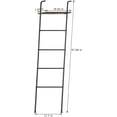 thumbnail image 2 of Rustic Blanket Ladder Rack Decorative Ladder Rack with Storage Shelf Black, 2 of 6