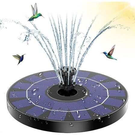 AISITIN Solar Fountain Pump, 3.5W Solar Bird Bath Fountain 7.1 inch, Solar Water Pump with 6 Nozzles for Bird Bath, Fish Tank, Patio, Pond