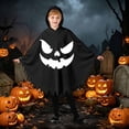 thumbnail image 2 of Arlun Halloween Pumpkin Face Capes for Kids Funny Cute Spooky Ghost Hooded Cape Boys and Girls Soft Cozy Loose Sawtooth Hem Capelet for Dress up Cosplay Party C-Black XS, 2 of 6