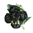 thumbnail image 1 of Toystoory Peonías artificiales Flores de seda Falso ramo de cinco cabezas Rosas de imitación para jarrón de fiesta Centro de de boda Decoración Decoración Negro Púrpura Toystoory HA084388-03, 1 of 6