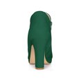 thumbnail image 2 of BLISSFUL STEP Women's Round Toe Platform Block Heels Ankle Booties Green 7, 2 of 6