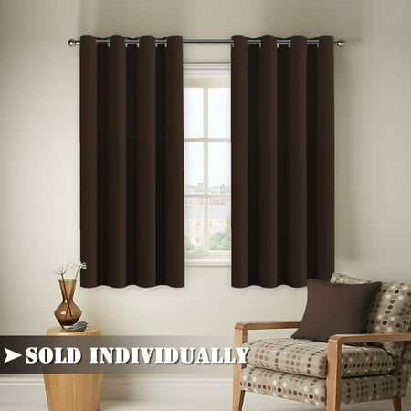 FlamingoP Curtains for Living Room, Opaque Ultimate Performance Solid Pattern Drape, Thermal Insulated, Grommet Top, One Panel 84 by 52 inch -Dark (Best Curtains For Small Living Room)