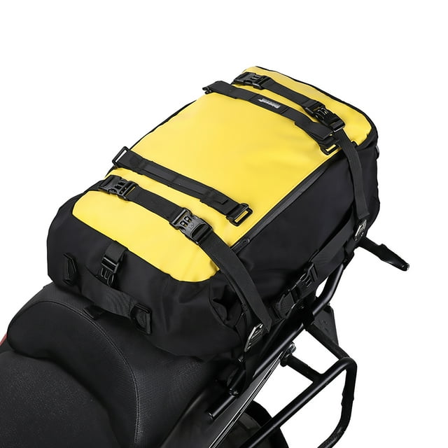 Motorcycle Bag Tail Bag Waterproof Large Capacity Backpack Pannier Bag Versatile Bag with straps (Yellow, 30L)
