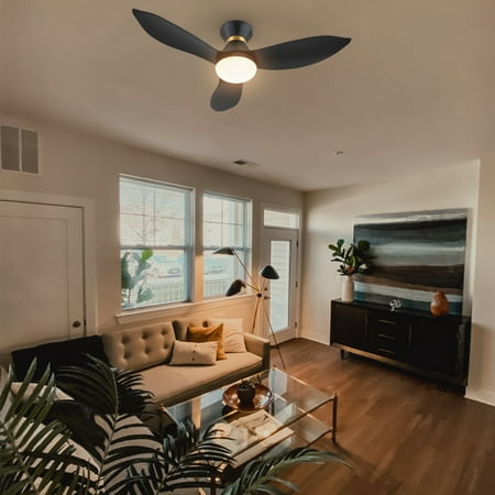 

45 Smart Flush Mount Ceiling Fan Compatible with Wi-Fi Apps and Voice Control