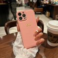 thumbnail image 1 of Personalized Customized Initials Name Letters Leather Case For iPhone 16 15 14 13 12 11 Pro Max 16 Plus Luxury Shockproof Cover Pink for iphone13(6.1"), 1 of 6