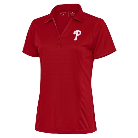 Women's Antigua Red Philadelphia Phillies Logo Tribute Polo
