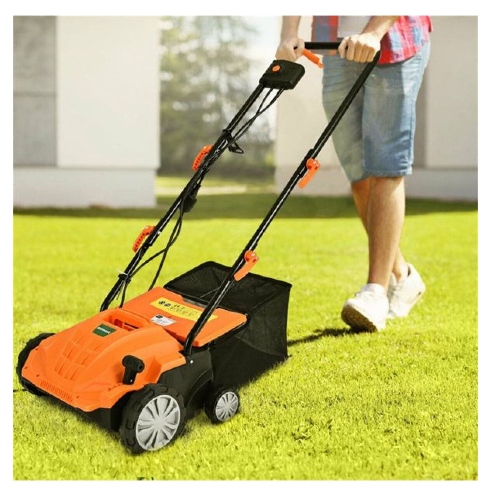 13" Electric Lawn Dethatcher w/ Collection Bag and Removable Blades -Orange