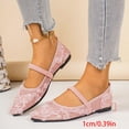 thumbnail image 2 of Mesh Mary Jane Shoes Women Floral Embroidery Pointed Toe Ballet Flat Shoes Elastic Band Slip on Casual Summer Dress Shoes Pink Size 7.5, 2 of 6
