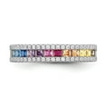thumbnail image 4 of White Sterling Silver Ring Band Gemstone Cubic Zirconia CZ Square Multi-color Round, 4 of 4