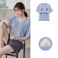 thumbnail image 2 of Ropa de dormir para mujer, pijamas sueltos de Modal, conjunto de dos piezas para mujer, pantalones cortos finos de manga corta para primavera y verano, traje con almohadilla para el pecho, 2 of 5