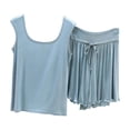 thumbnail image 2 of RKSTN Pyjama pour Femmes Ensemble Coton à Volants Grande Taille Col Ras du Cou Sans Manches Camisole de Pyjama avec Shorts 2 Pcs Pyjama Léger pour Femmes, 2 of 5