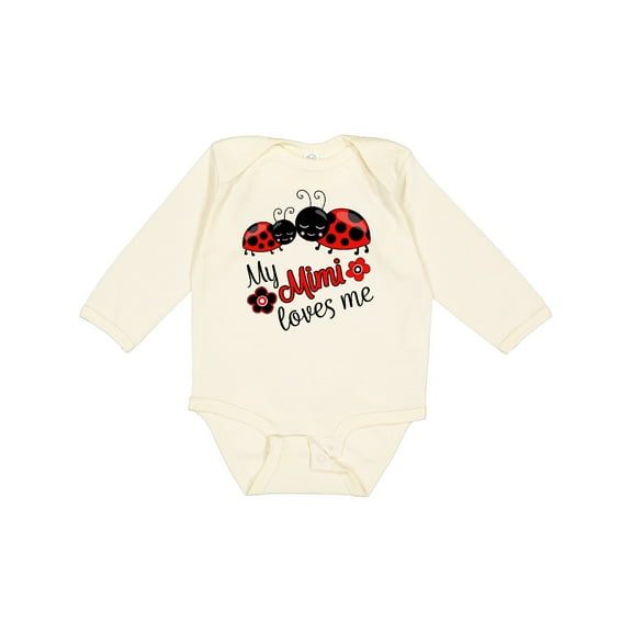Inktastic My Mimi Loves Me with Cute Ladybugs Boys or Girls Long Sleeve Baby Bodysuit