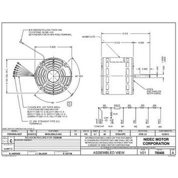 1/2 hp, 1075 RPM 4-Speed 115V Carrier Blower Motor # CA3413