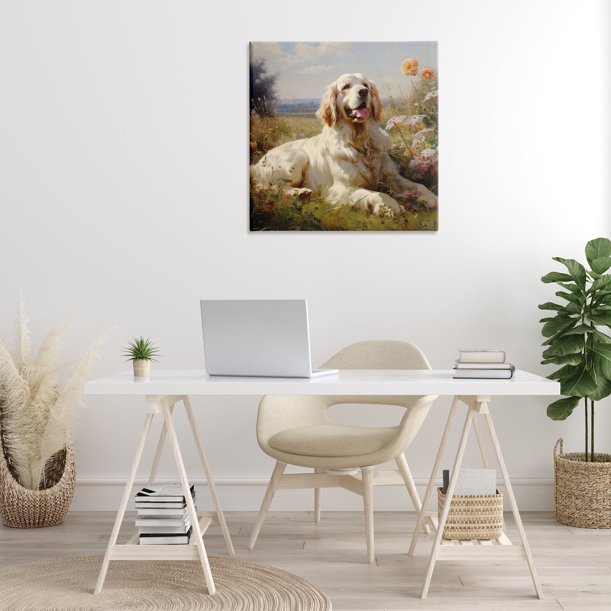 Stupell Industries Calm Golden Retriever Landscape Animals & Insects Painting Gallery Wrapped Canvas Art Print Wall Art, 30 x 30