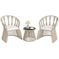 thumbnail image 1 of Gymax Set Of 3 Patio Leisure Chair Set Rope-Woven Armchairs & Table Set w/ Cushions, 1 of 7