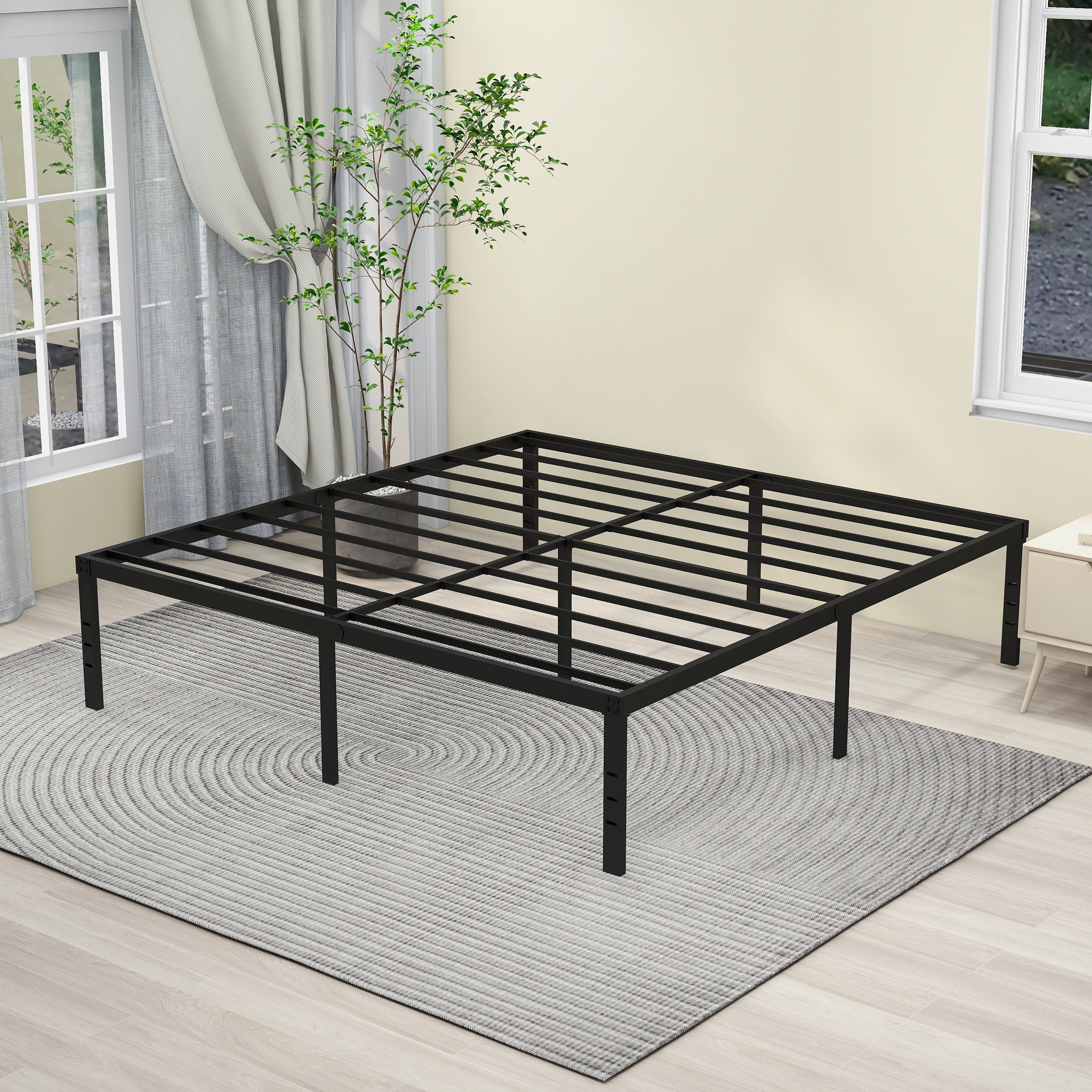NNV 18" 3500 lbs Heavy Duty King Bed Frame, Duty Steel Slat Metal Bed