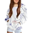 thumbnail image 2 of DxhmoneyHX Girls Hoodies Fashion Floral Printed Full Zip Up Jacket Winter Long Sleeve Casual Outerwear Soft Comfy Fall Coats with Pockets Size 4 Years, 2 of 5