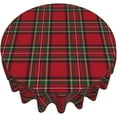 thumbnail image 2 of Checkered Christmas Tablecloth Round 60 Inch,Red Green Retro Plaid Table Cloth,Stain Resistance Polyester Winter Xmas Holiday Table Covers for Kitchen Dining,Small Tablecloth for Parties Picnic, 2 of 6