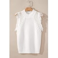 thumbnail image 4 of I AM A FASHION JUNKY White Woven Tasseled Sleeveless Mock Neck Sweater Vest, 4 of 8