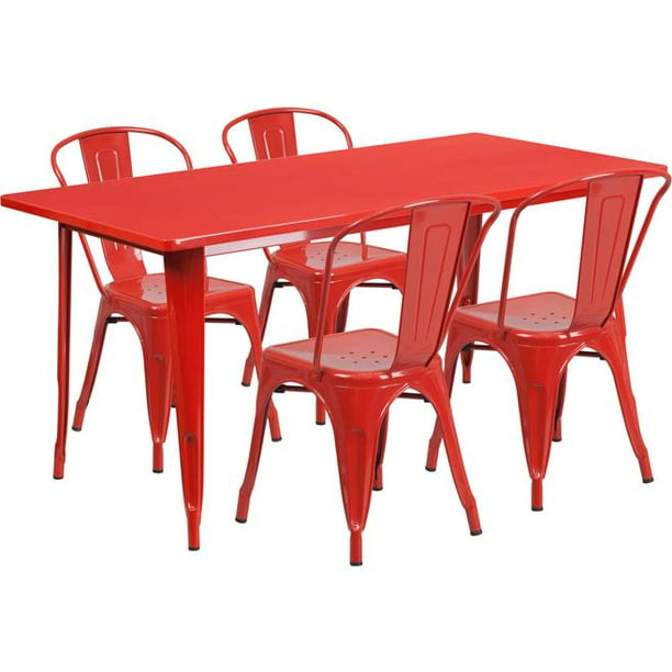 Flash Furniture Commercial Grade 31.5" x 63" Rectangular Red Metal