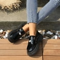 thumbnail image 6 of Xfvqtps Ladys Platform Penny Loafers Shoes Patent Leather White Love Buckle Chunky Heel Round Toe Soft Sole British Classic Retro Leather Shoes Black, 6 of 9