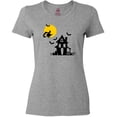 thumbnail image 3 of Inktastic Halloween Haunted House Witch and Bats Women's T-Shirt, 3 of 5