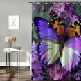 thumbnail image 2 of Fenyluxe Inspirational Quote Trust in The Lord Shower Curtain Purple Flower Butterfly Motivational Words Elegant Nature Creative Modern Art Bathroom Decor Fabric Curtain with Hooks 69x72, 2 of 7