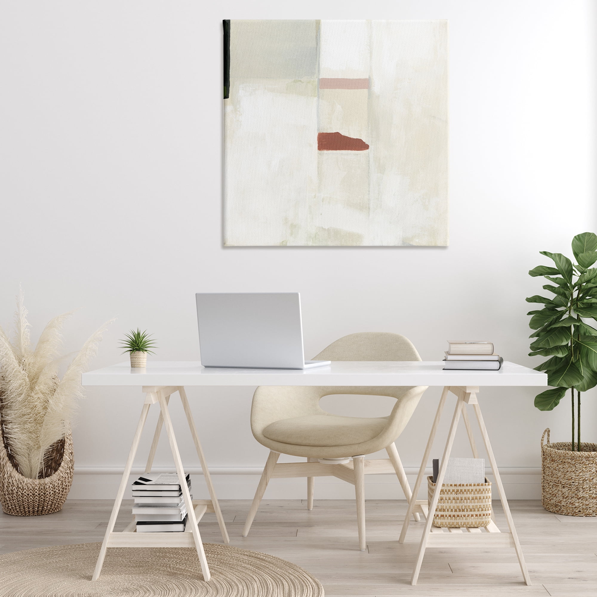 Stupell Industries Abstract with Terracotta Accent Abstract Painting Gallery Wrapped Canvas Art Print Wall Art, 36 x 36