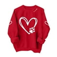 thumbnail image 2 of SYMOID Womens Pet Lover Sweatshirt - Red Heart Paw Print Graphic, Casual Loose Fit Crew Neck, 100% Polyester Cute Animal Themed Easy Care Top,Size L, 2 of 6