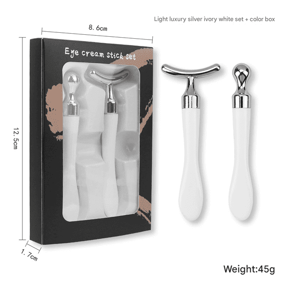 Enhanced Eye Cream Massage Tool Set with Face Cream and Serum Stick for Perfect Skin White 1 Piece