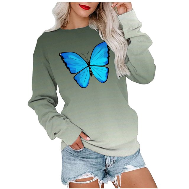 2023 Chandail en Molleton de Mode pour Femmes 50 % de Rabais Liquidation Mode T-shirt Imprimé Manches Longues Blouse Col Rond Hauts Décontractés Chandail en Molleton à Capuche