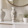 thumbnail image 3 of Tall Vase with Bird and Vines Design for Home Decor - Decorative House Accent for Kitchen, Entryway, and Office - Flower Vase for Living Room Coffee Table and Dining Room - 13", Brown & White, 3 of 13
