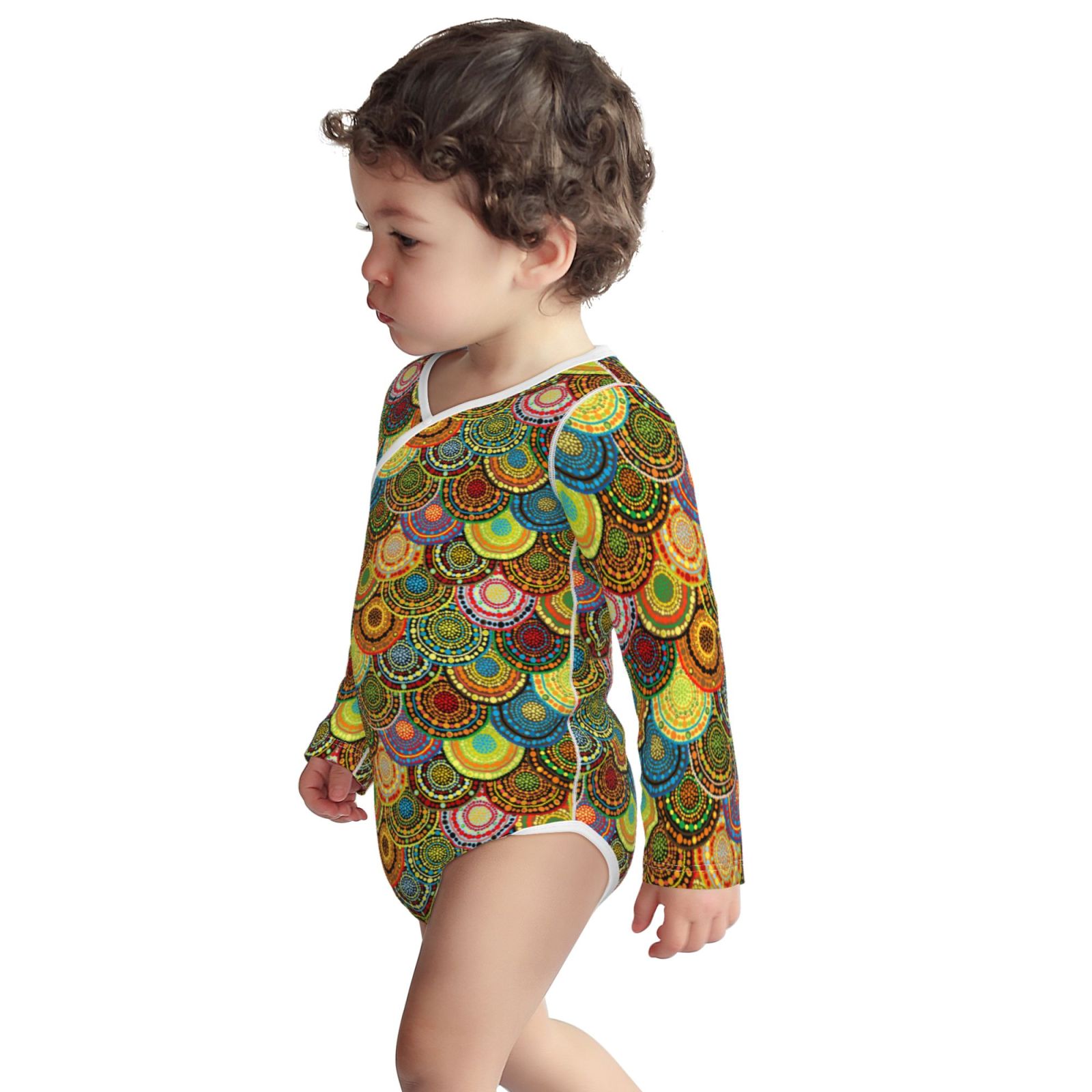 Picia Colorful Circle for unisex-baby Long-sleeve Bodysuit,Newborn Baby Boy Girl Onsies Bodysuit-2 Years