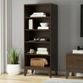 thumbnail image 4 of Simpli Home Harper 66 inch x 24 inch Solid Wood Mid Century Modern 5 Shelf Bookcase in Walnut Brown, 4 of 12