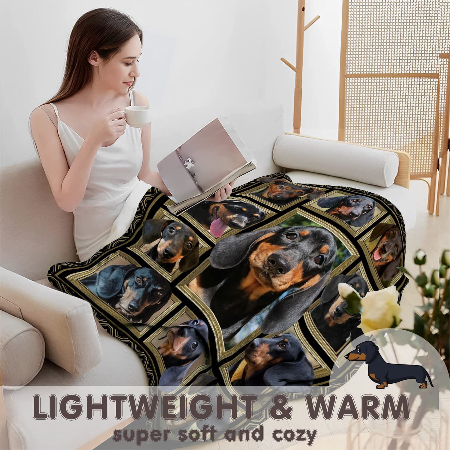 Dachshund Blanket for Women Men, Dachshund Gifts for Dachshund Dog Lover, Super Soft Fuzzy Dog Throw Blanket Dachshunds Decor Plush Gift for Birthday Christmas 60x80 inch